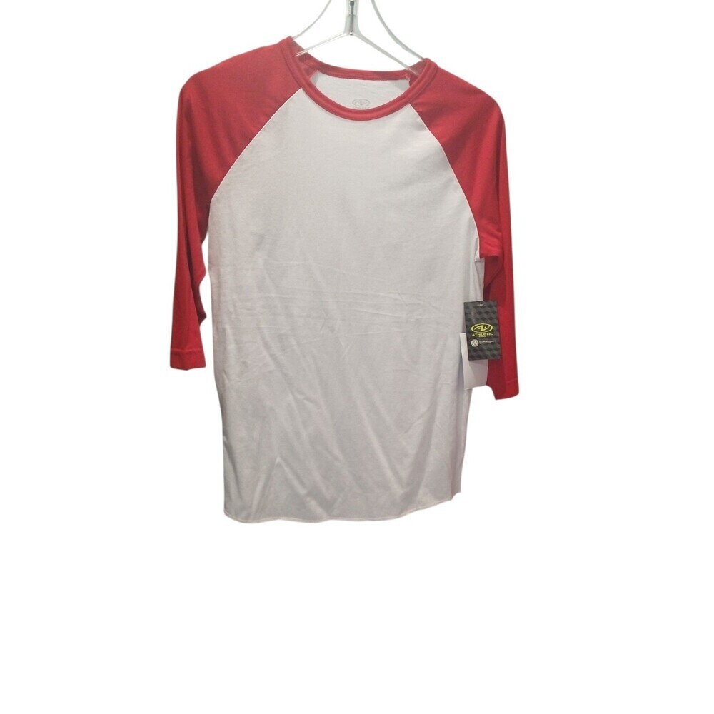 Athletic Baseball Tee Youth XL 14-16 Red White Raglan 3/4 Sleeve Casual